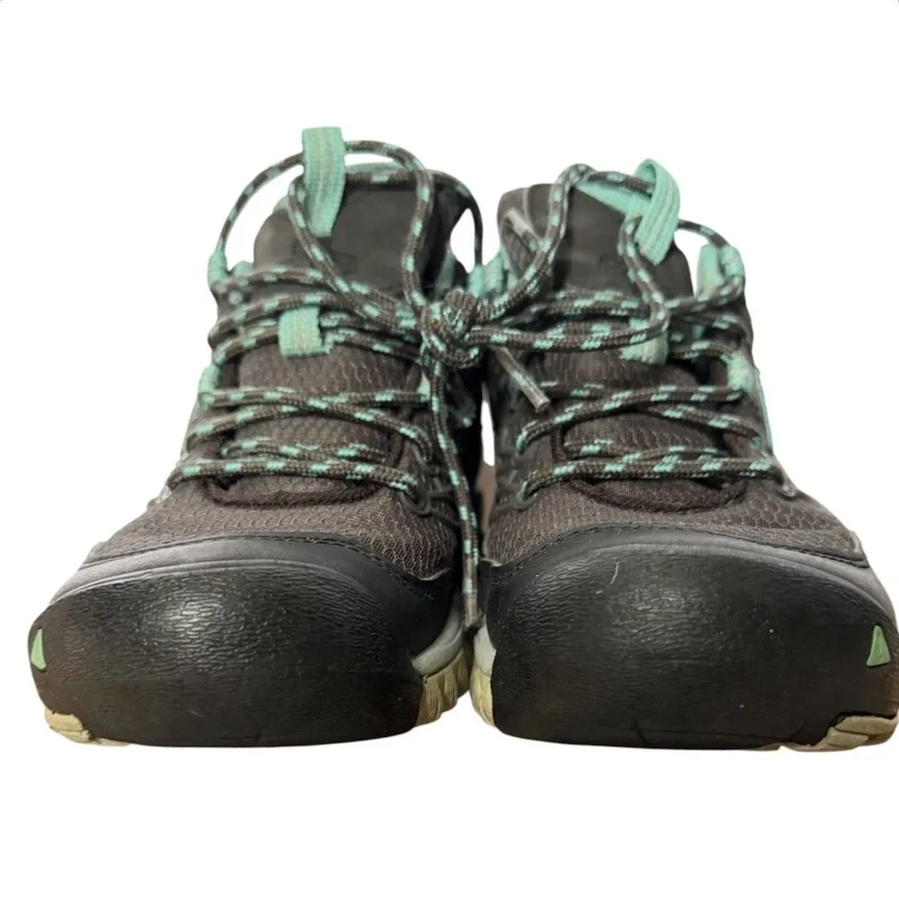 KEEN Saltzman WP Waterproof Hiking Trail Shoes Gray Black Turquoise 1013227